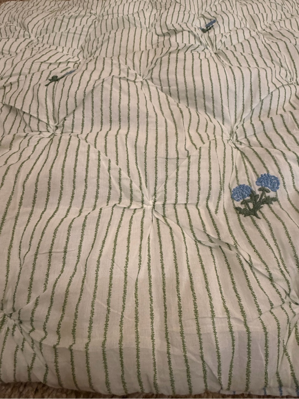 New Anthropologie Emilia Cotton Voile Floral Embroidered Euro Sham green blue - Picture 8 of 14